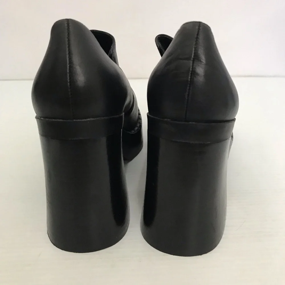 Vintage Bongo Black Platform Slip-On Heeled Size 9M
